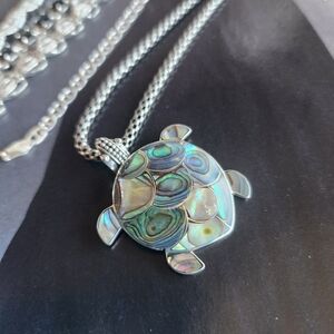 Abalone STERLING Silver Turtle Pendant PENDANT